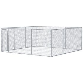 Large Dog Kennel Outside, Heavy Duty Dog Cage, Outdoor Fence Dog Run with Galvanized Chain Link, Secure Lock, 15.1' x 15.1' x 6